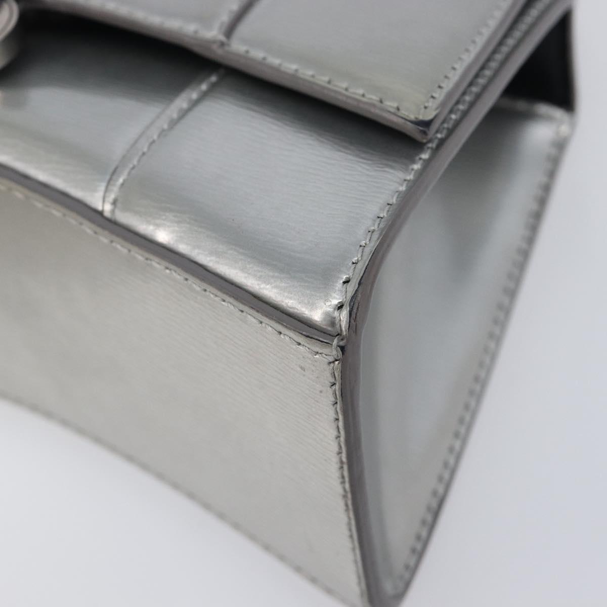 Balenciaga Hour Glass Hand Bag Leather 2way Silver 592833 Auth LN068A