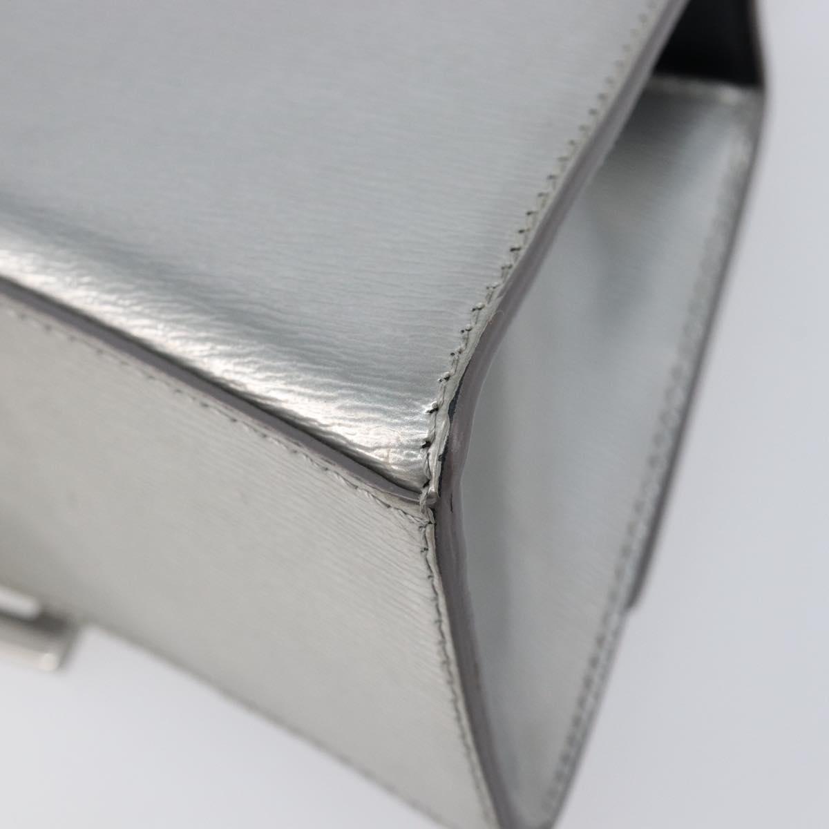 Balenciaga Hour Glass Hand Bag Leather 2way Silver 592833 Auth LN068A