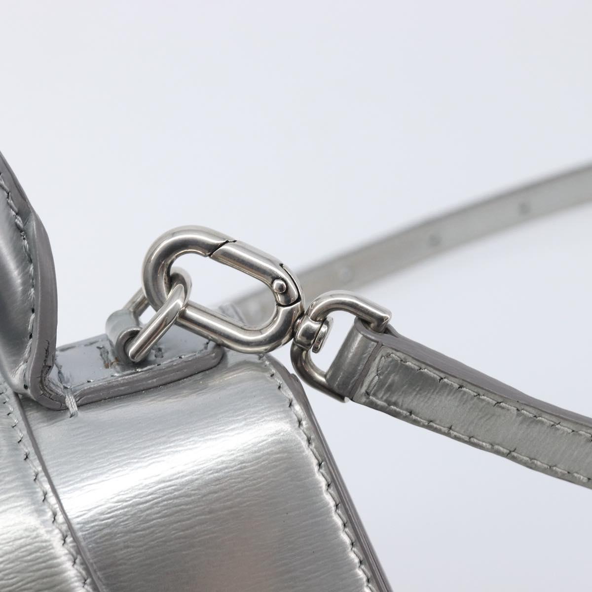 Balenciaga Hour Glass Hand Bag Leather 2way Silver 592833 Auth LN068A