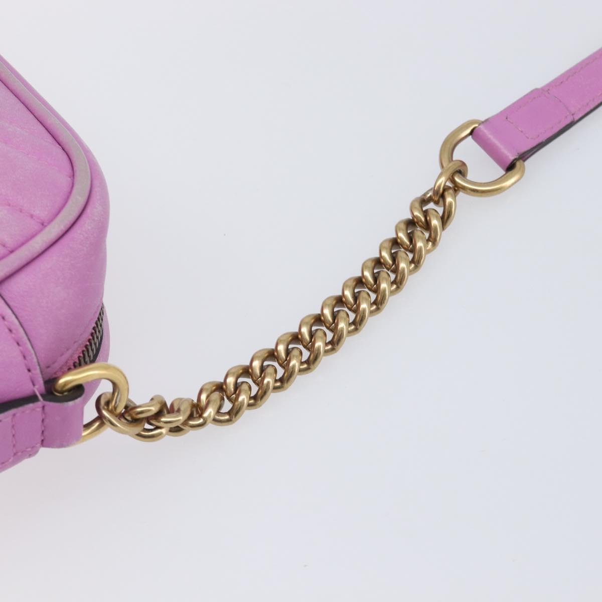 GUCCI GG Marmont Chain Shoulder Bag Leather Pink Gold Tone 447632 Auth LN071A