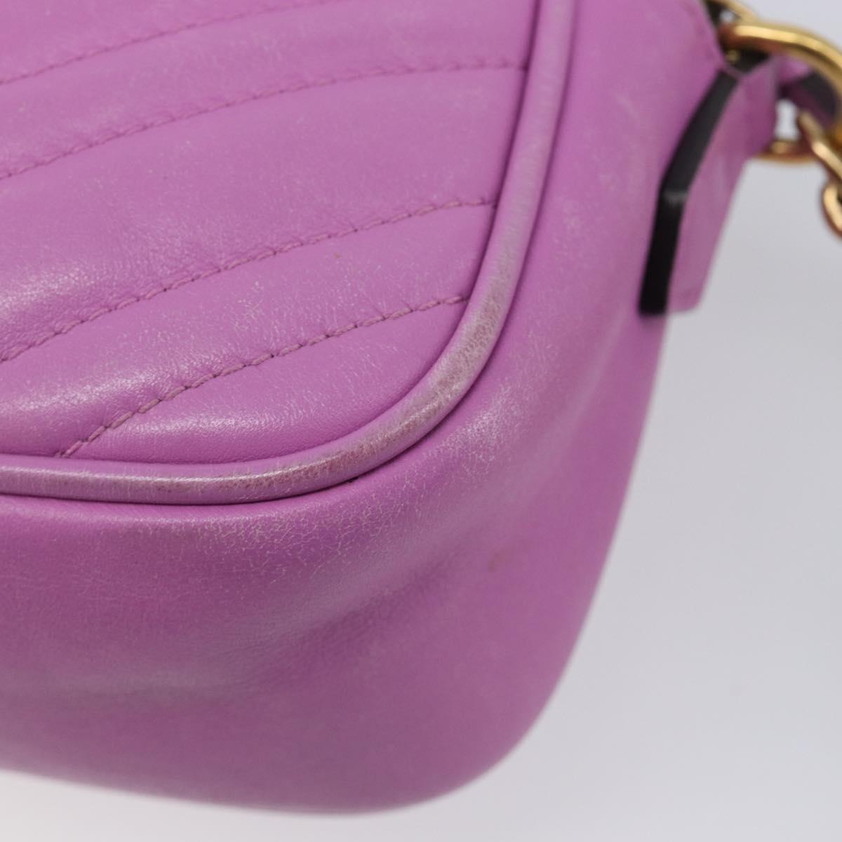 GUCCI GG Marmont Chain Shoulder Bag Leather Pink Gold Tone 447632 Auth LN071A