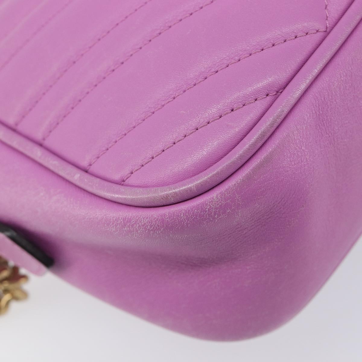 GUCCI GG Marmont Chain Shoulder Bag Leather Pink Gold Tone 447632 Auth LN071A