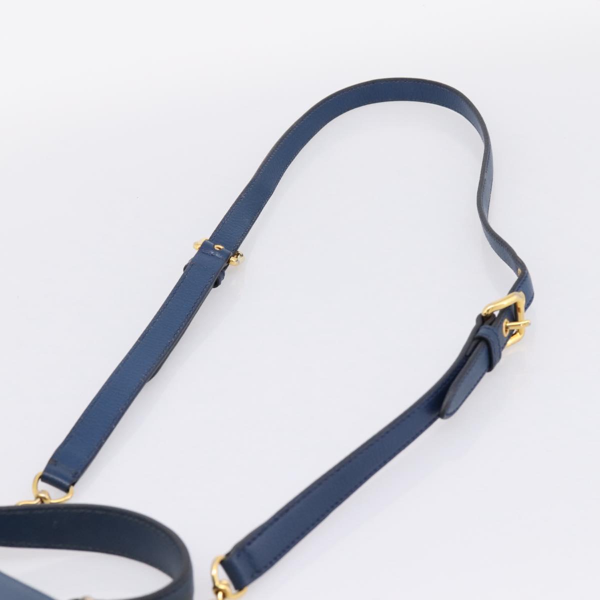 Miu Miu Madras Hand Bag Leather 2way Navy Gold Tone Auth LN072A