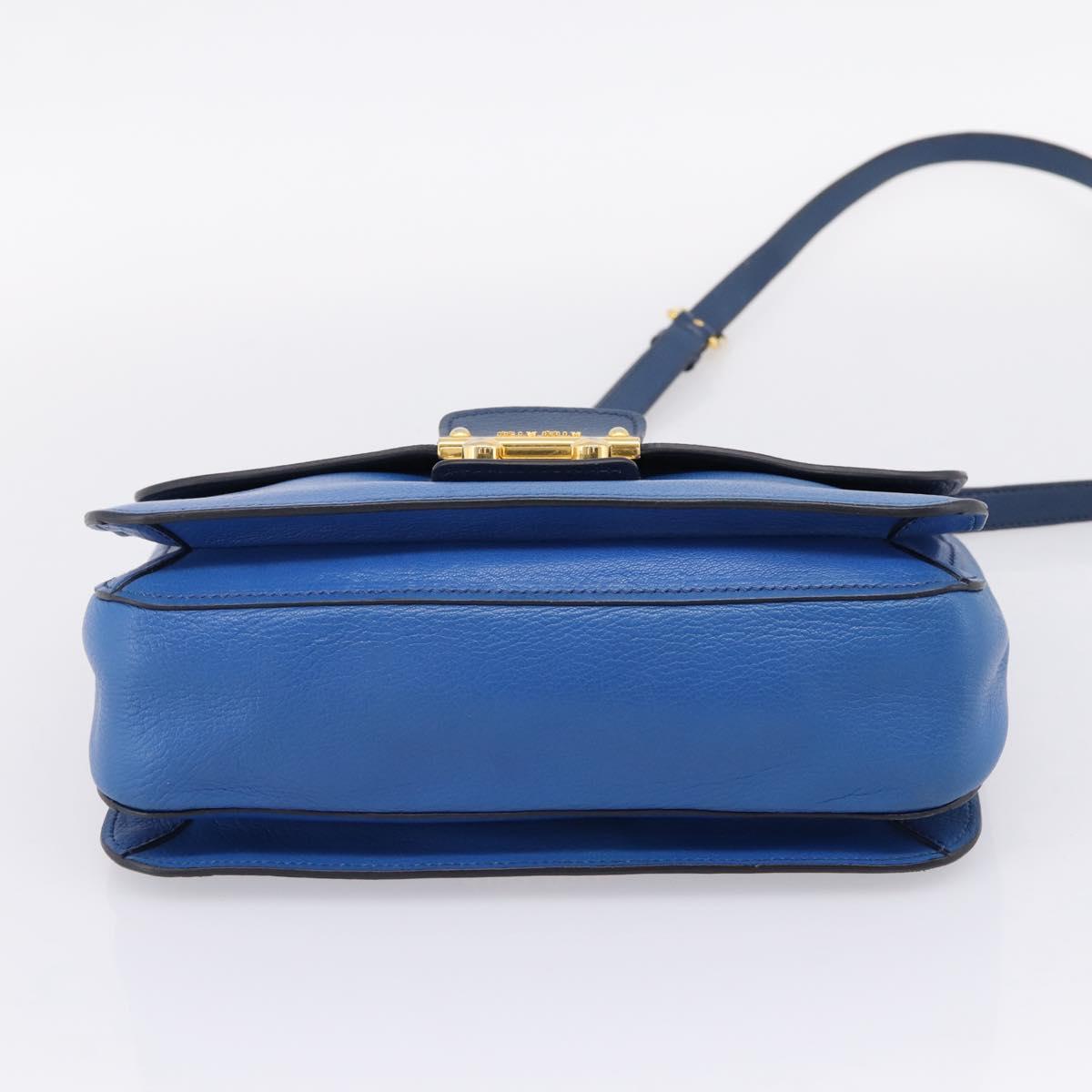 Miu Miu Madras Hand Bag Leather 2way Navy Gold Tone Auth LN072A
