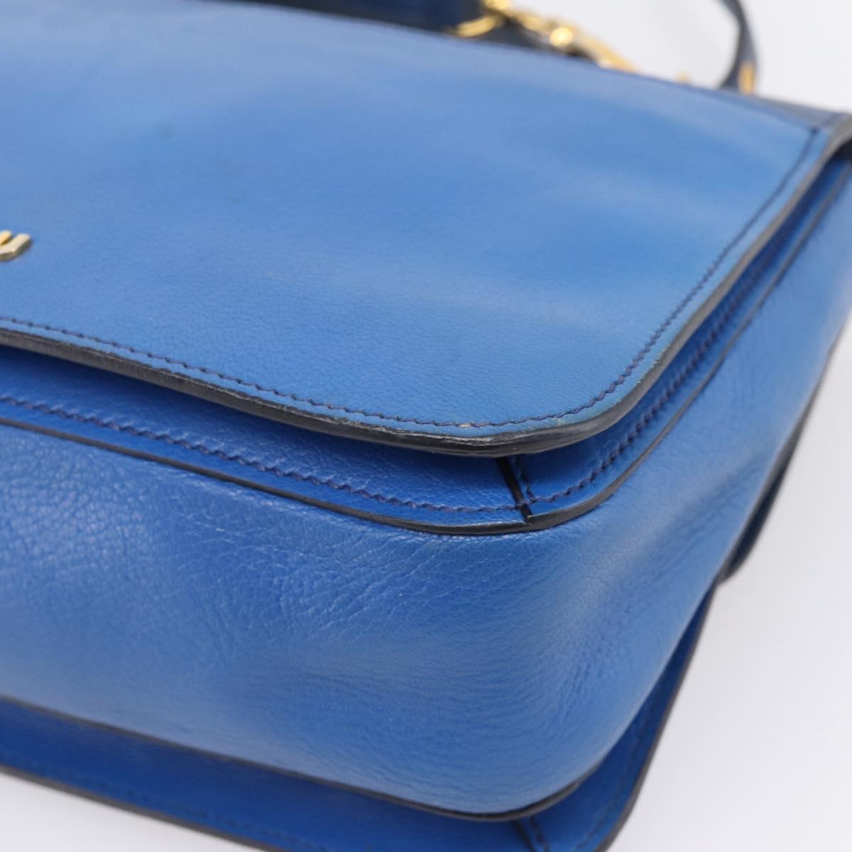 Miu Miu Madras Hand Bag Leather 2way Navy Gold Tone Auth LN072A