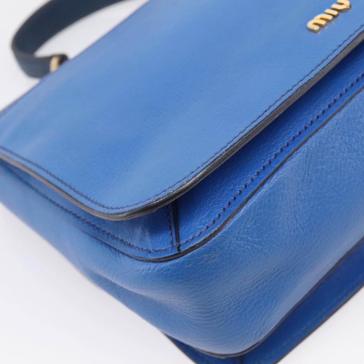 Miu Miu Madras Hand Bag Leather 2way Navy Gold Tone Auth LN072A