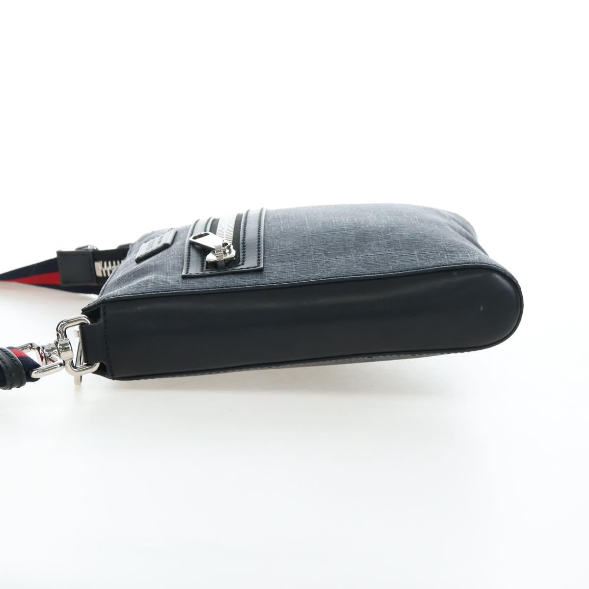 GUCCI GG Supreme Sherry Line Shoulder Bag PVC Black Silver 523599 Auth LN073V