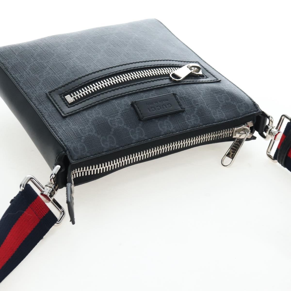 GUCCI GG Supreme Sherry Line Shoulder Bag PVC Black Silver 523599 Auth LN073V
