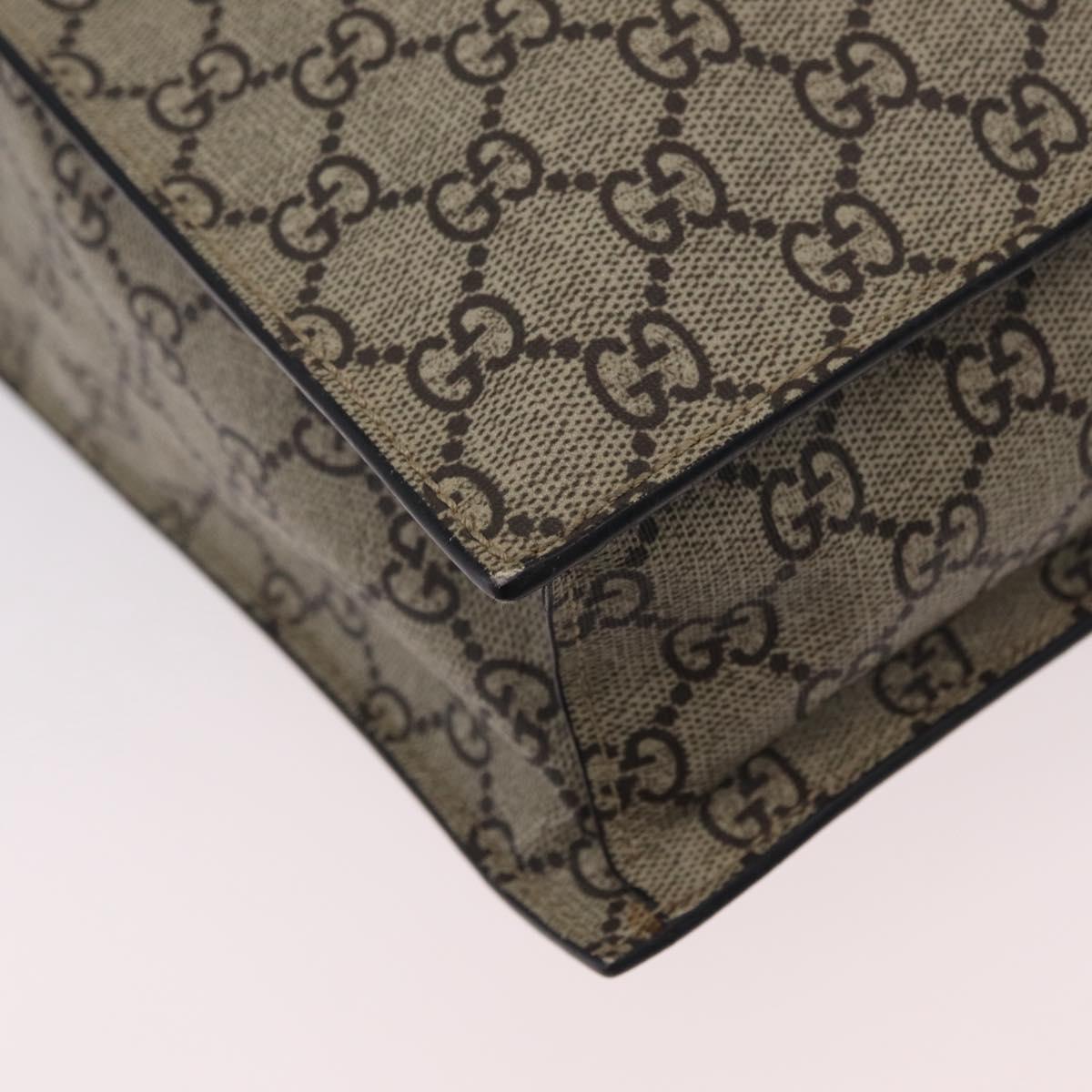 GUCCI GG Supreme Tote Bag PVC 2way Beige Gold Tone 450950 Auth LN076V