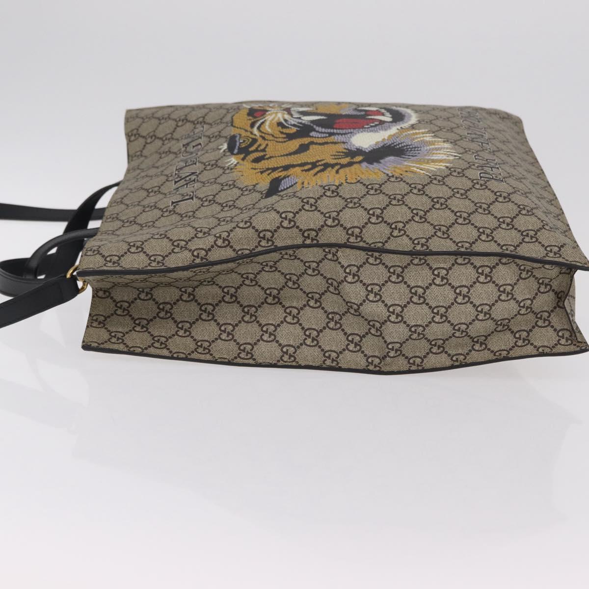 GUCCI GG Supreme Tote Bag PVC 2way Beige Gold Tone 450950 Auth LN076V