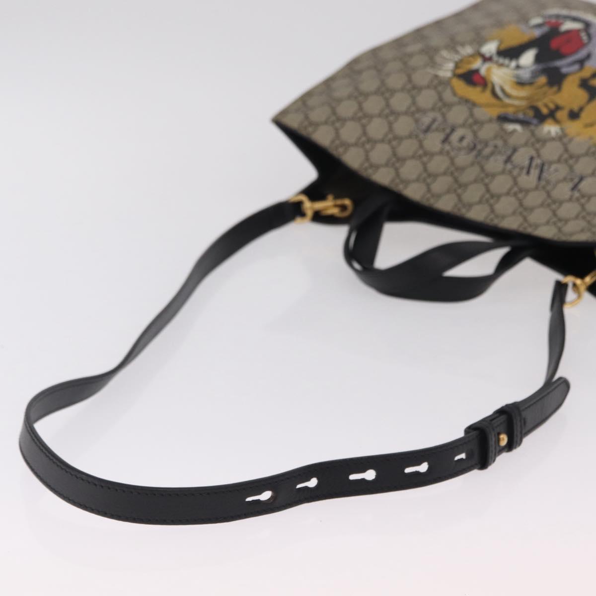 GUCCI GG Supreme Tote Bag PVC 2way Beige Gold Tone 450950 Auth LN076V