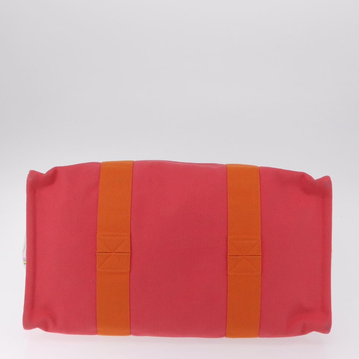 HERMES Petit Chartier Tote Bag Canvas Orange White Auth LN078V