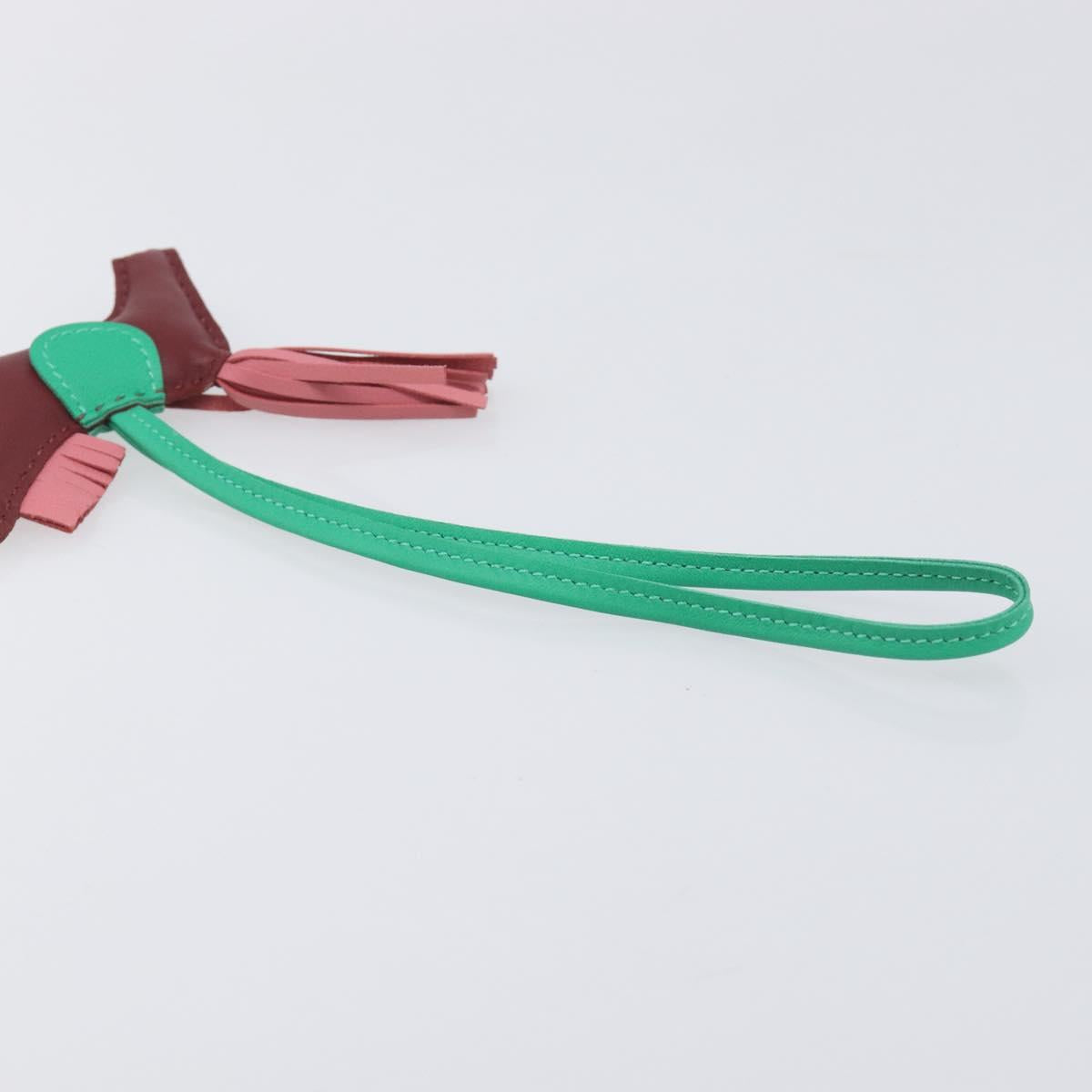 HERMES Rodeo PM Charm Leather Brown Green Auth LN083M