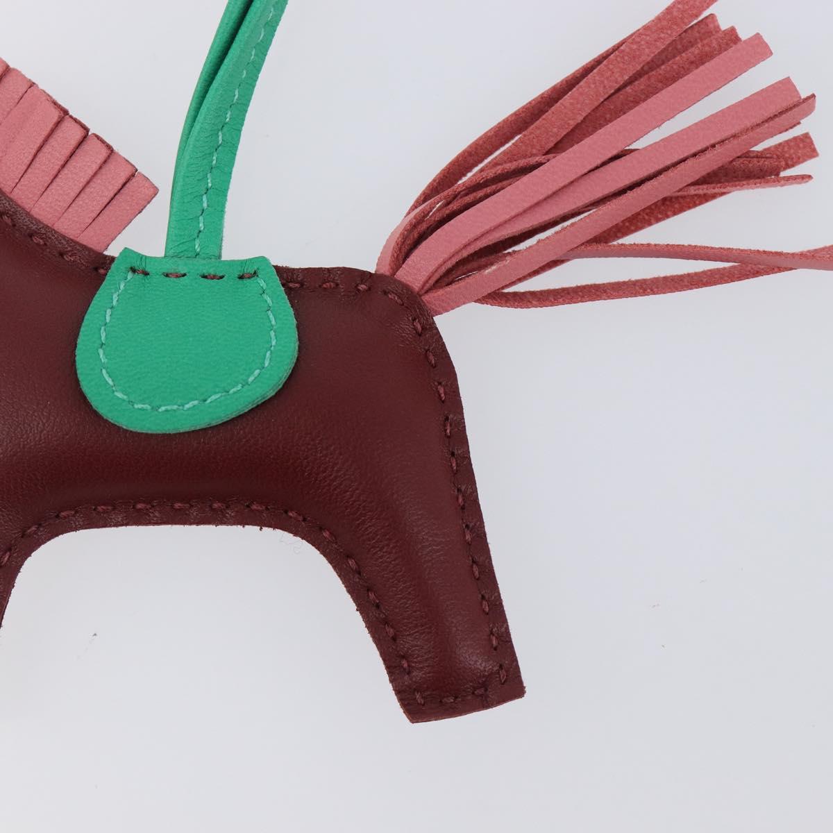 HERMES Rodeo PM Charm Leather Brown Green Auth LN083M