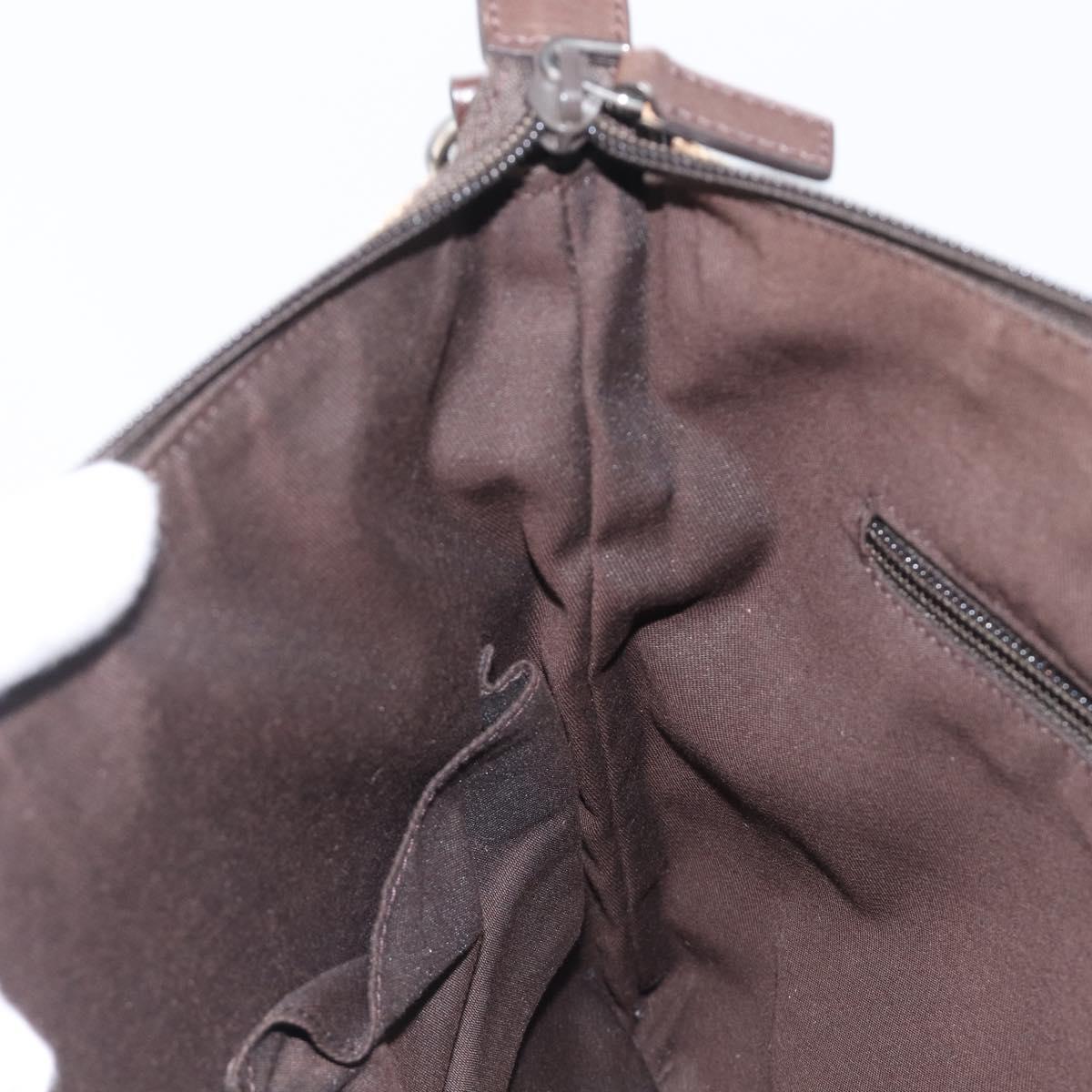 GUCCI GG Canvas Shoulder Bag Beige Silver 145857 Auth LN086V