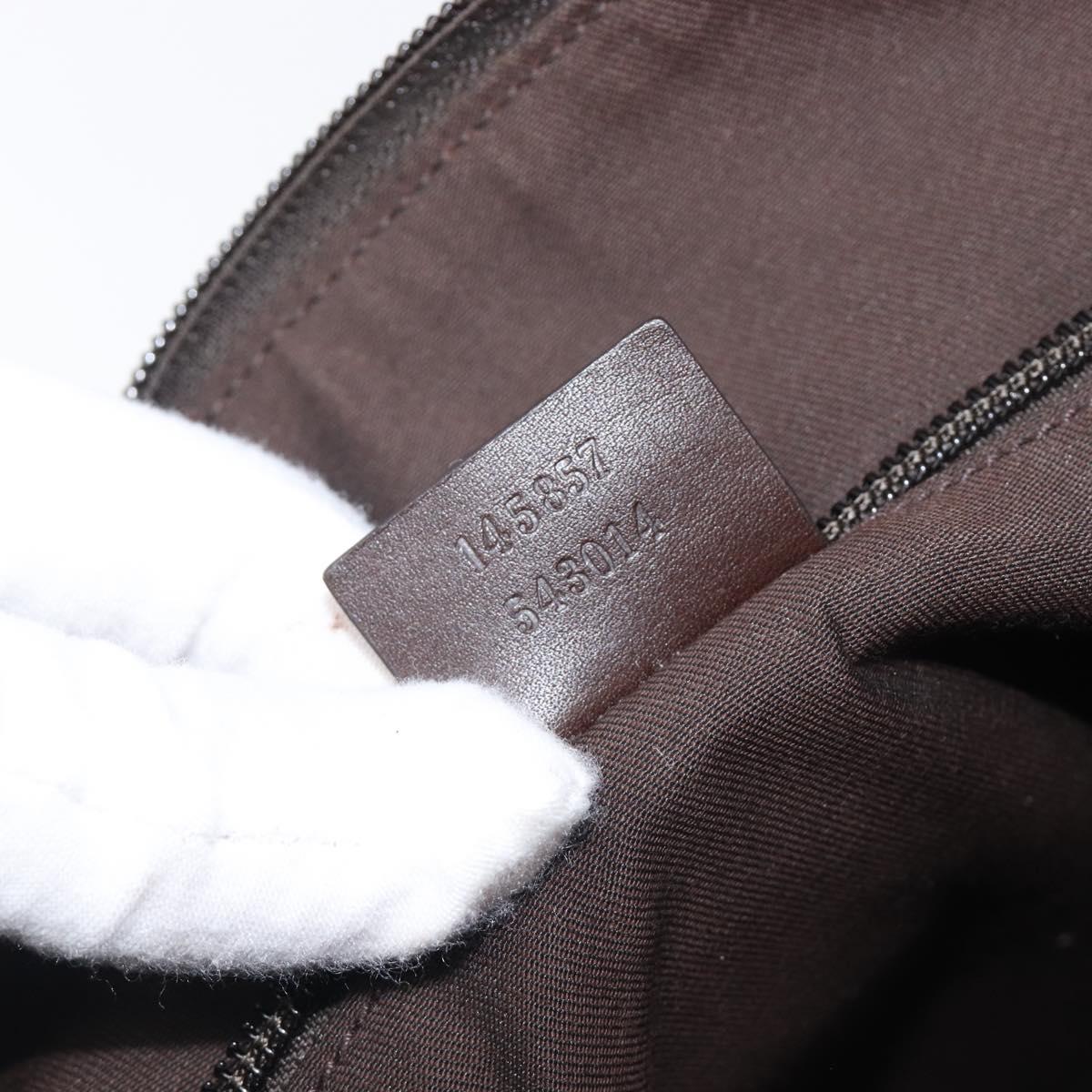 GUCCI GG Canvas Shoulder Bag Beige Silver 145857 Auth LN086V