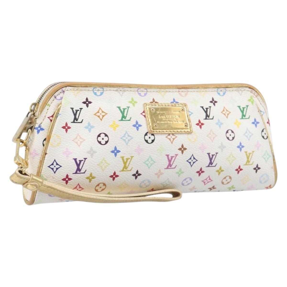 LOUIS VUITTON Monogram Multicolor Kate Clutch Bag White M55212 LV Auth LN088V