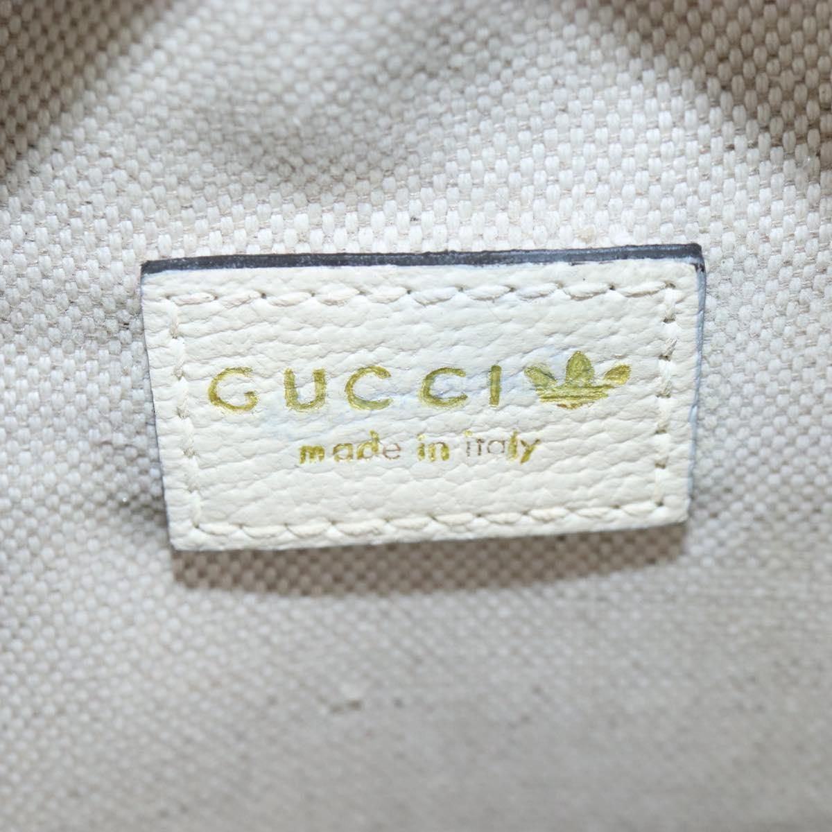 GUCCI x Adidas Shoulder Bag Leather White Gold Tone 702626 Auth LN090M