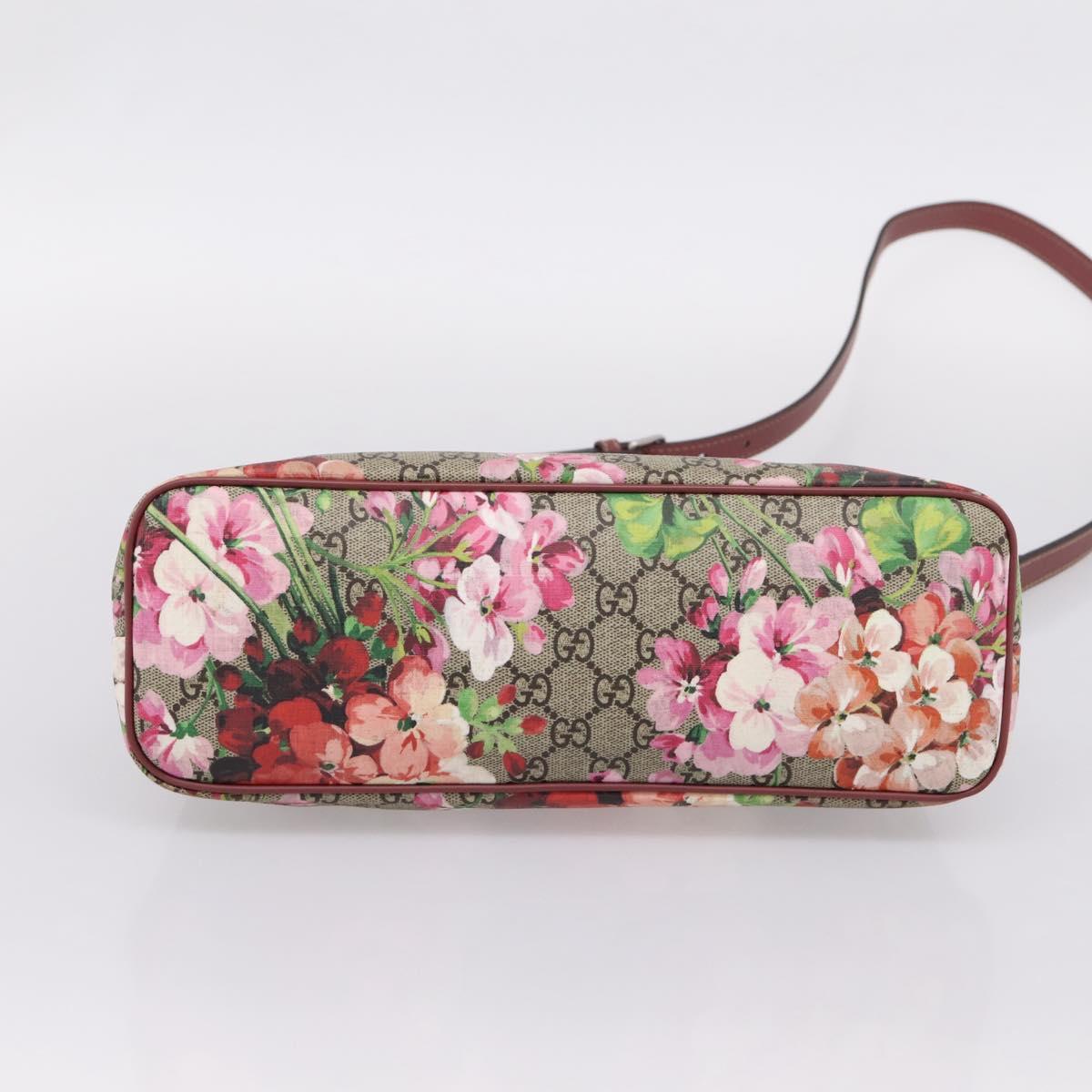 GUCCI GG Supreme Blooms Hand Bag PVC 2way Beige Pink 429019 Auth LN091V
