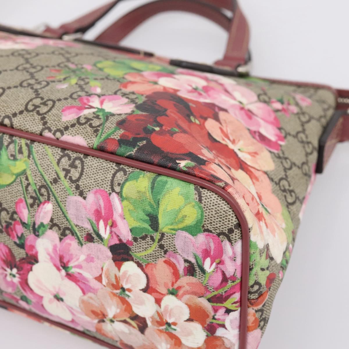 GUCCI GG Supreme Blooms Hand Bag PVC 2way Beige Pink 429019 Auth LN091V