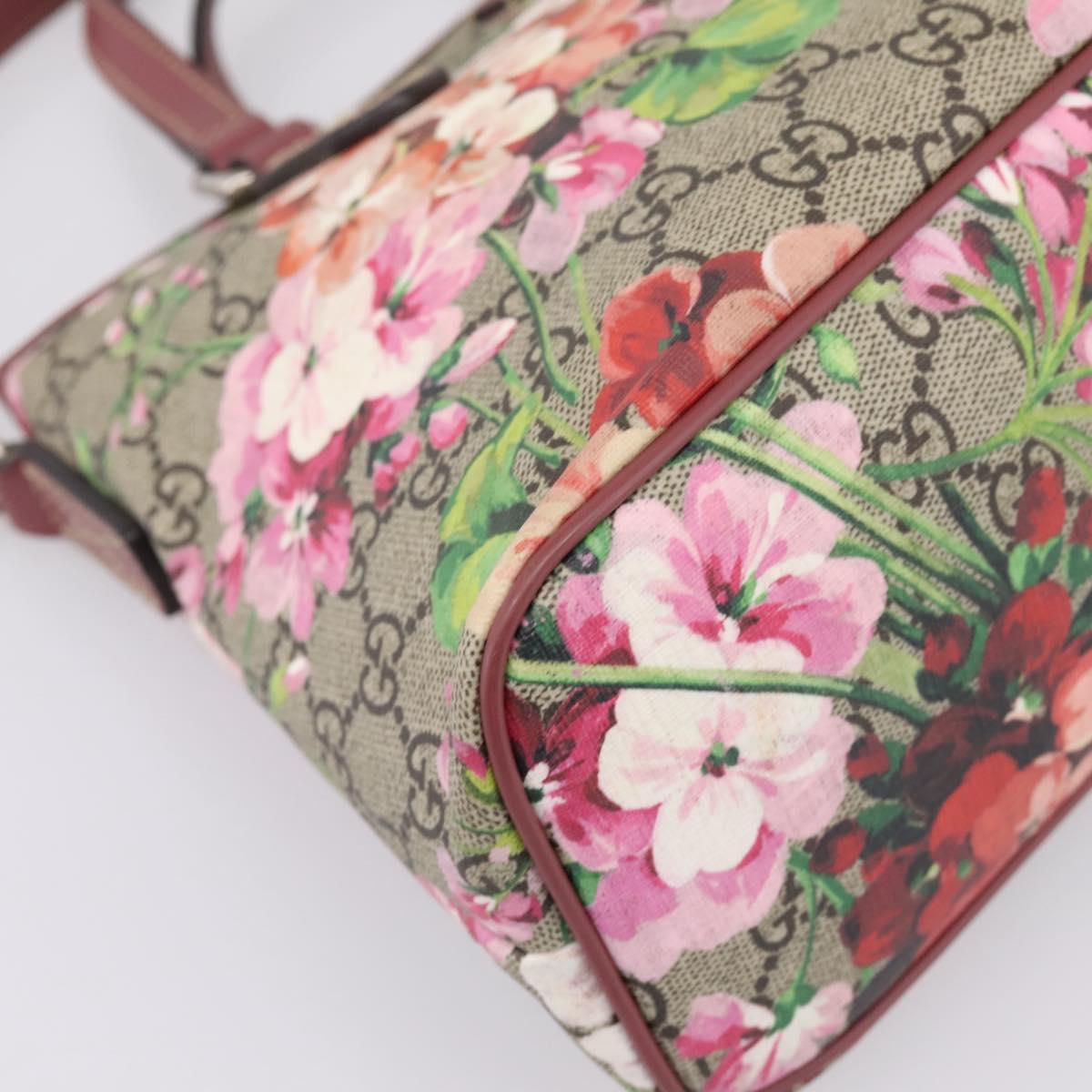 GUCCI GG Supreme Blooms Hand Bag PVC 2way Beige Pink 429019 Auth LN091V