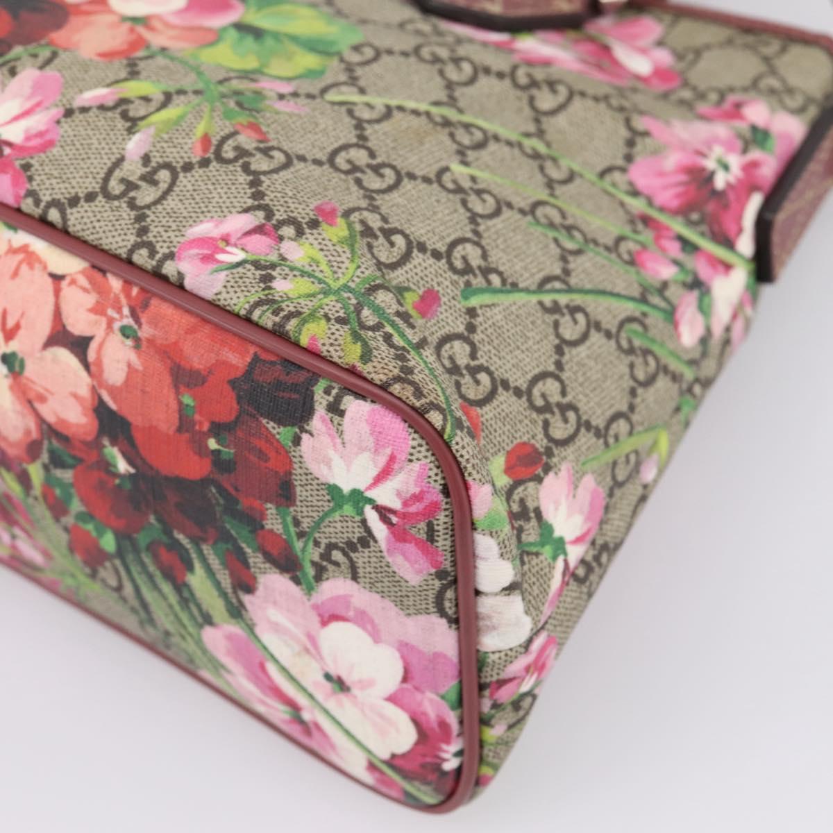 GUCCI GG Supreme Blooms Hand Bag PVC 2way Beige Pink 429019 Auth LN091V
