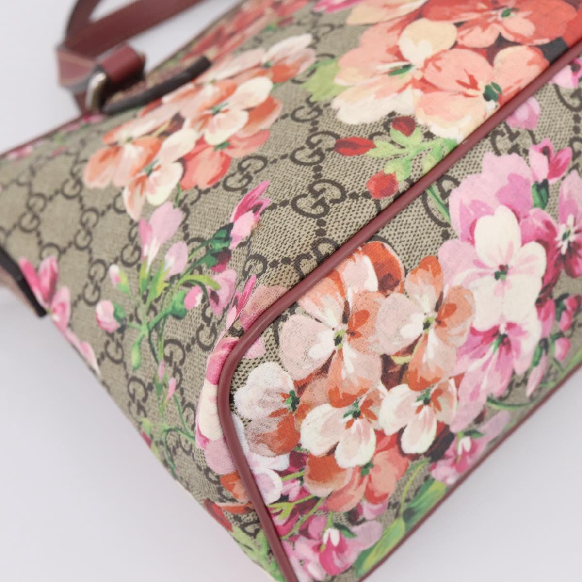 GUCCI GG Supreme Blooms Hand Bag PVC 2way Beige Pink 429019 Auth LN091V
