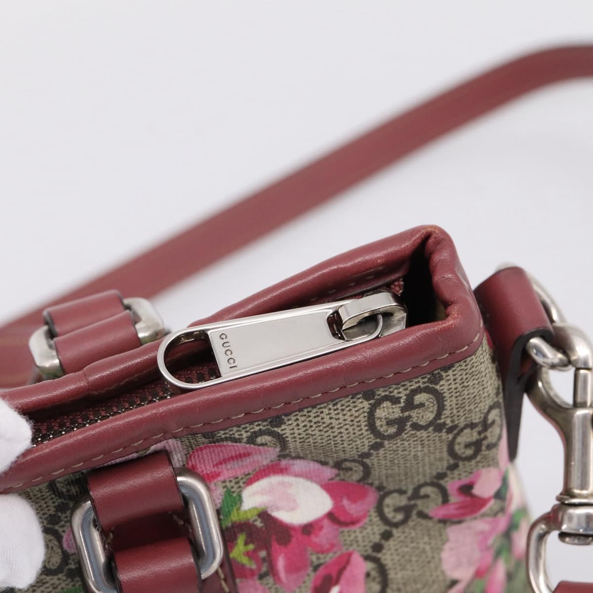 GUCCI GG Supreme Blooms Hand Bag PVC 2way Beige Pink 429019 Auth LN091V