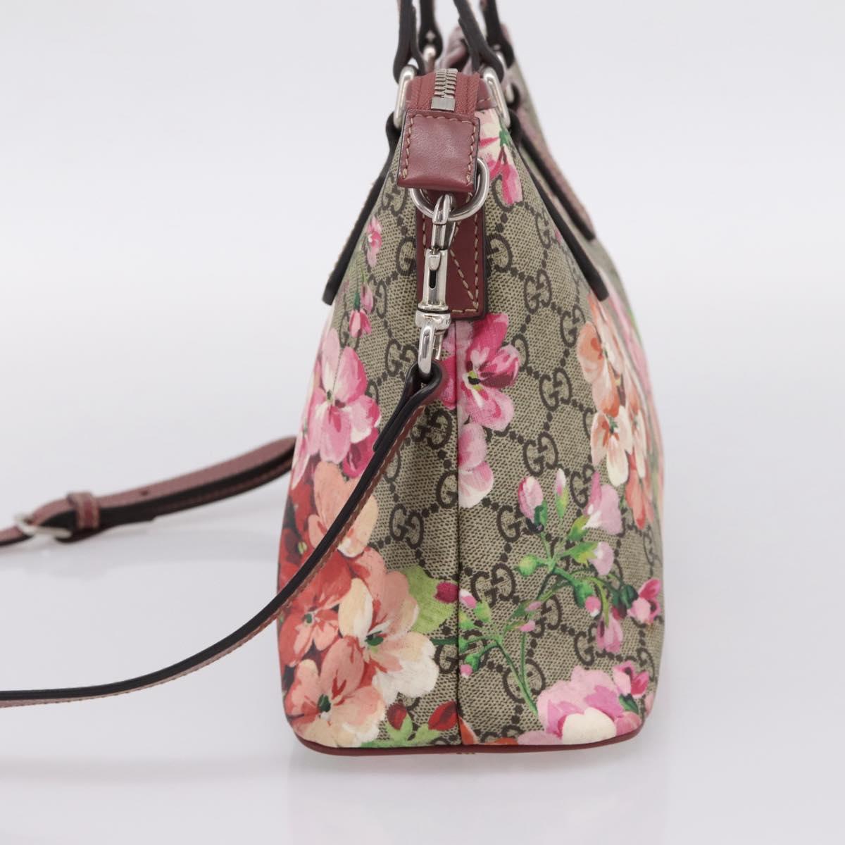 GUCCI GG Supreme Blooms Hand Bag PVC 2way Beige Pink 429019 Auth LN091V