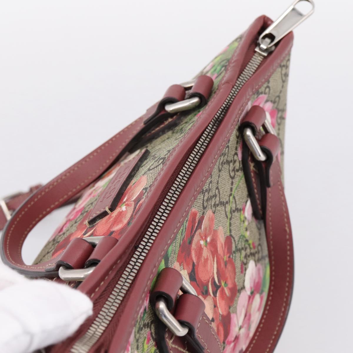 GUCCI GG Supreme Blooms Hand Bag PVC 2way Beige Pink 429019 Auth LN091V