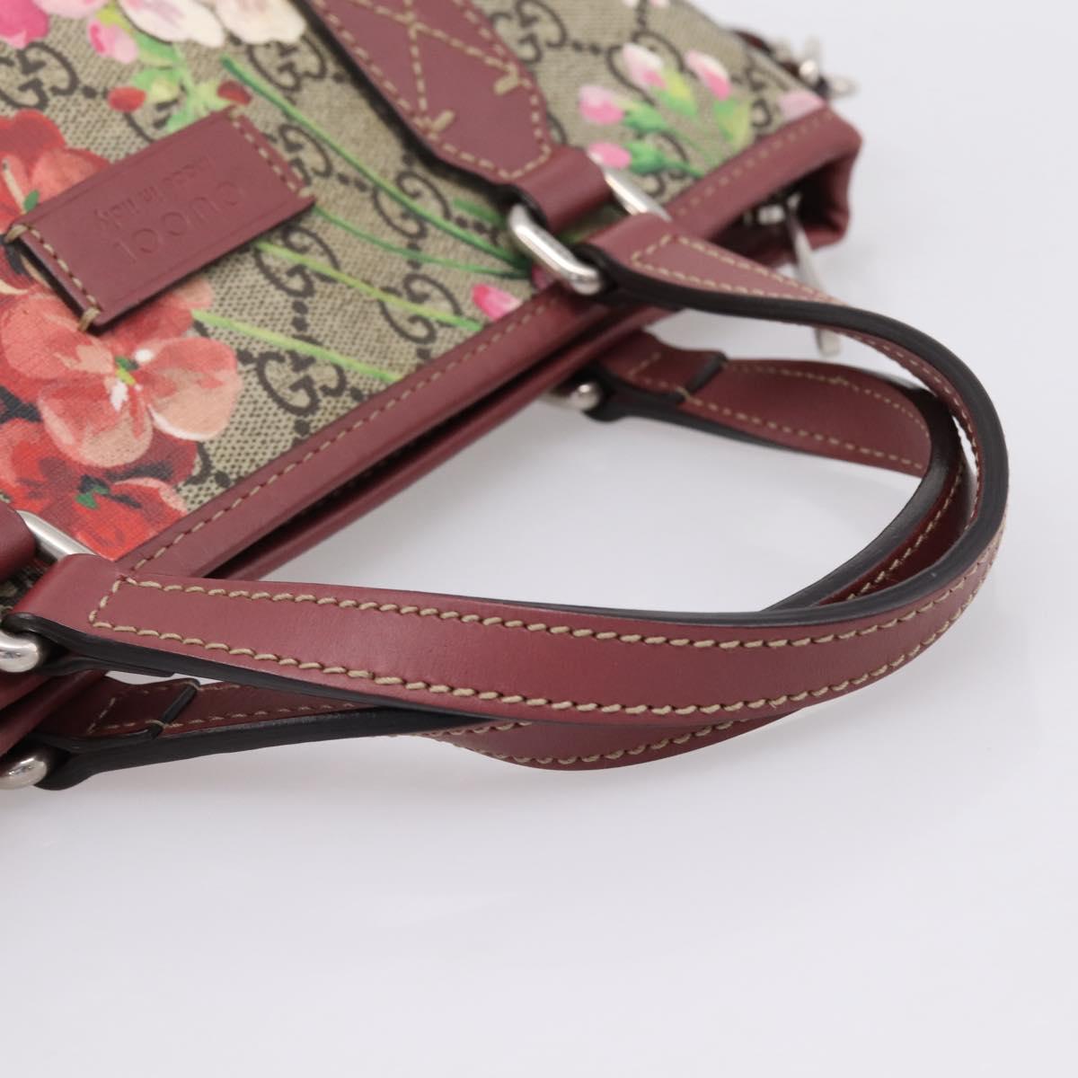 GUCCI GG Supreme Blooms Hand Bag PVC 2way Beige Pink 429019 Auth LN091V