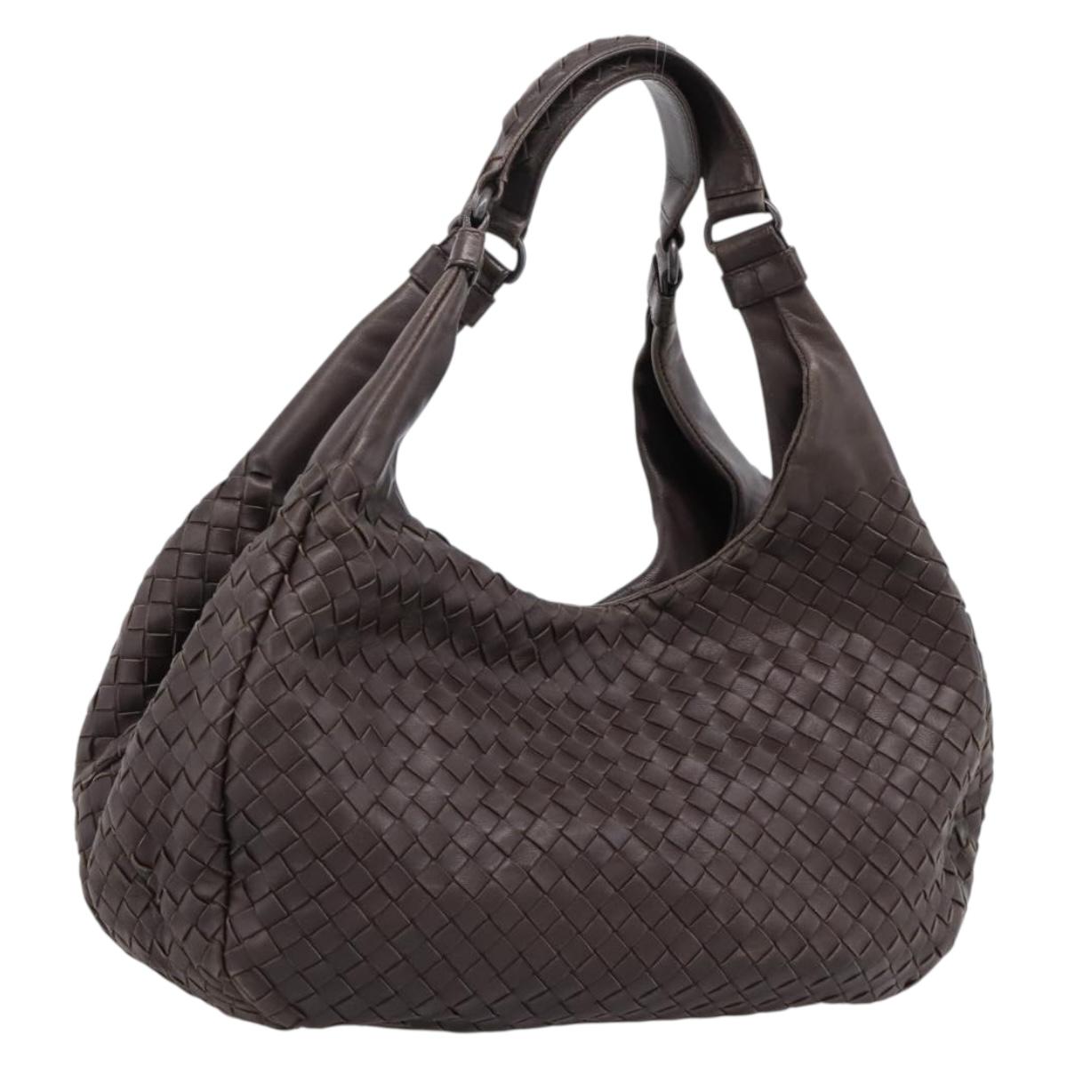 Bottega Veneta INTRECCIATO Campana Hand Bag Leather Brown 125787 Auth LN096V