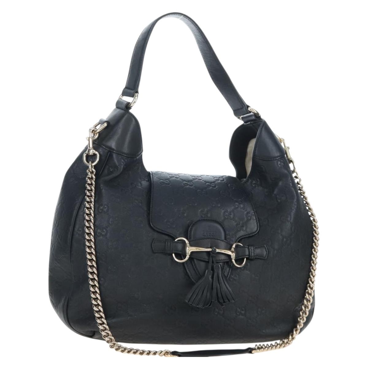 GUCCI GuccissimaGG Horsebit Chain Shoulder Bag Leather 2way 322226 Auth LN097V