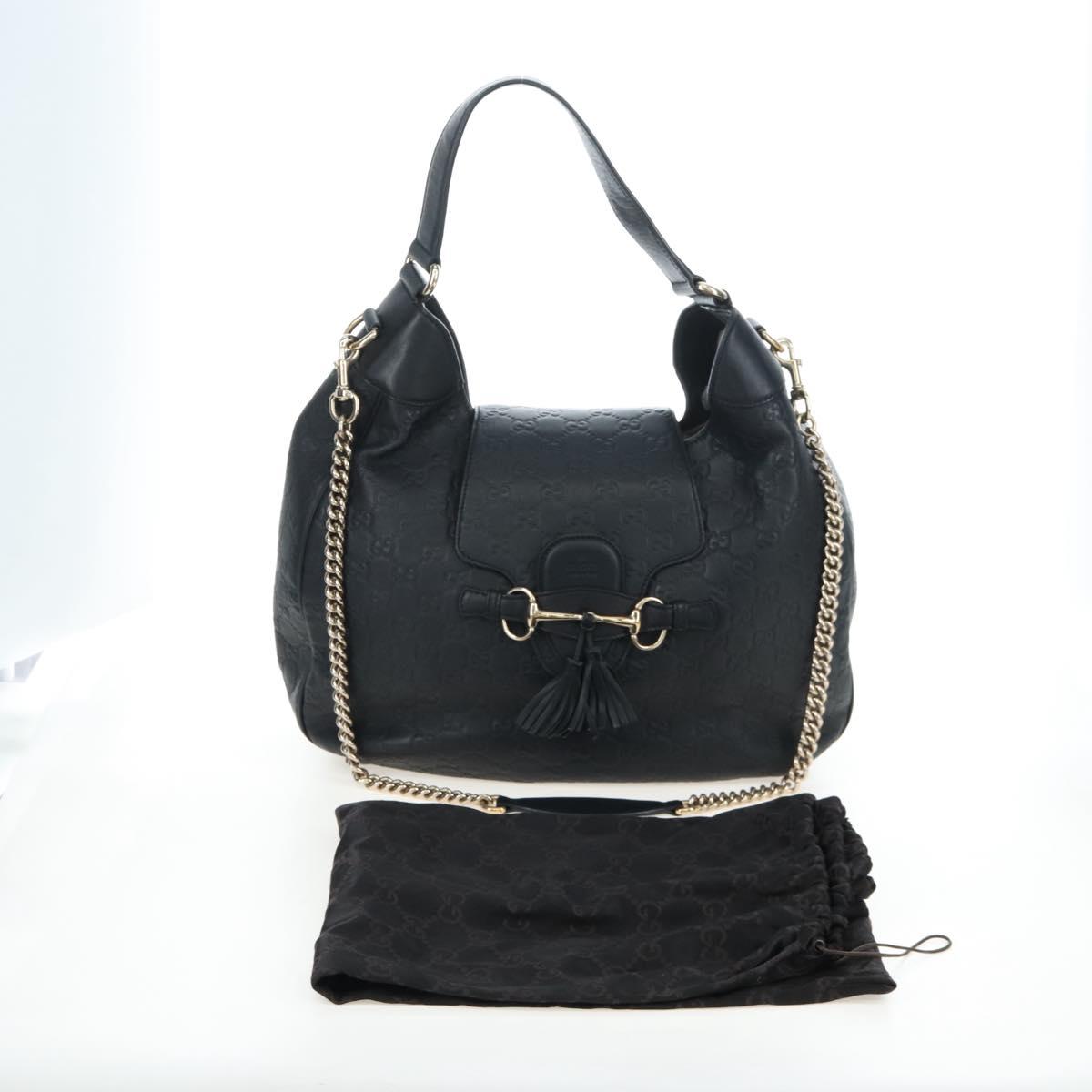 GUCCI GuccissimaGG Horsebit Chain Shoulder Bag Leather 2way 322226 Auth LN097V
