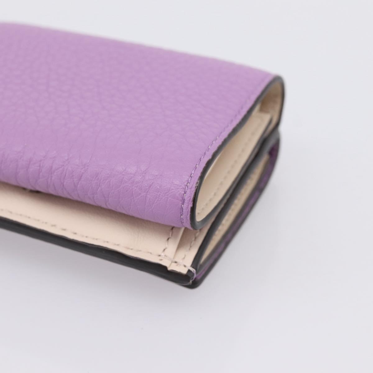 FENDI Peek A Boo Compact Wallet Leather Purple Silver 8M0426 Auth LN099M