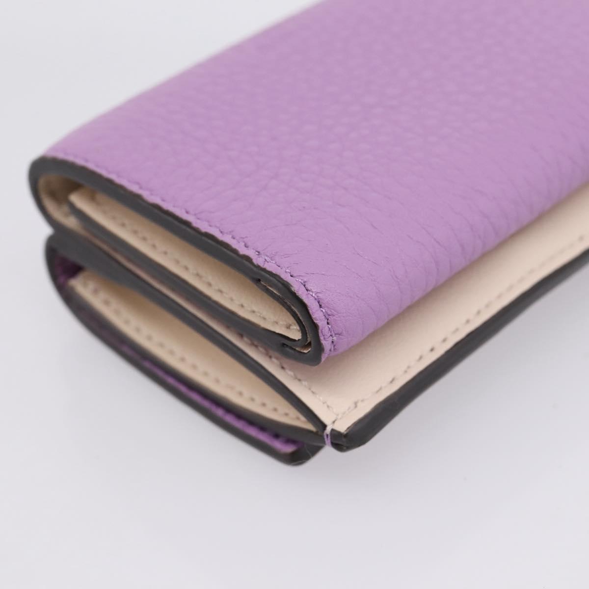 FENDI Peek A Boo Compact Wallet Leather Purple Silver 8M0426 Auth LN099M
