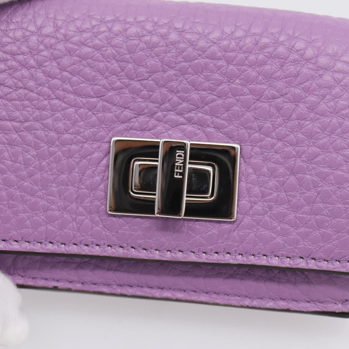 FENDI Peek A Boo Compact Wallet Leather Purple Silver 8M0426 Auth LN099M