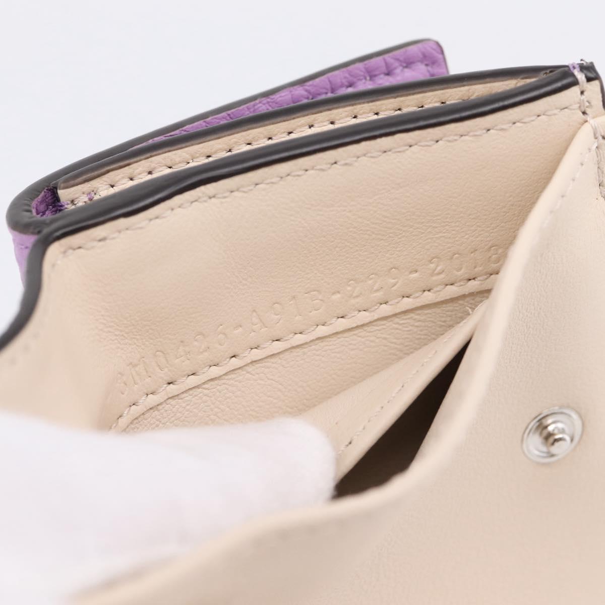 FENDI Peek A Boo Compact Wallet Leather Purple Silver 8M0426 Auth LN099M
