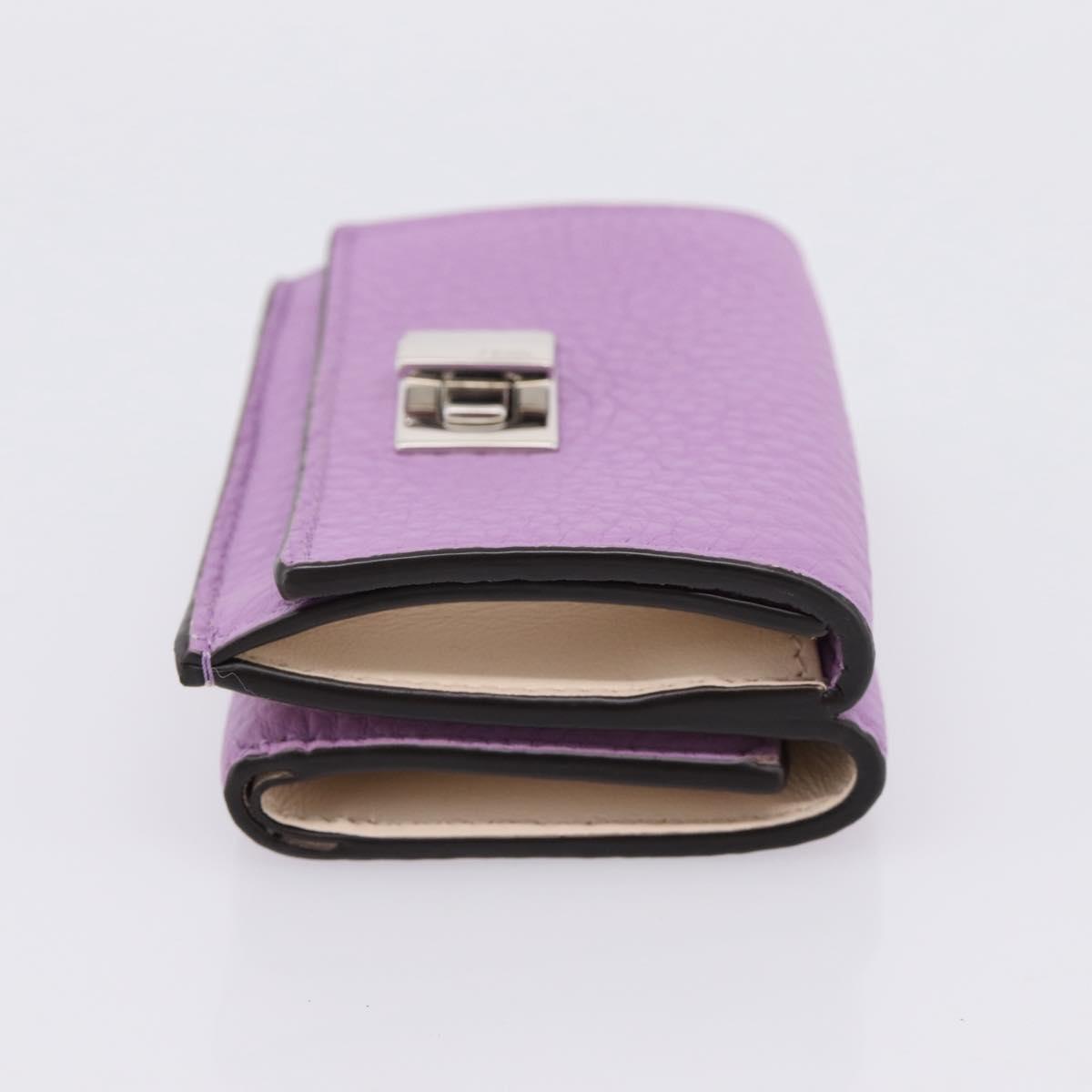 FENDI Peek A Boo Compact Wallet Leather Purple Silver 8M0426 Auth LN099M