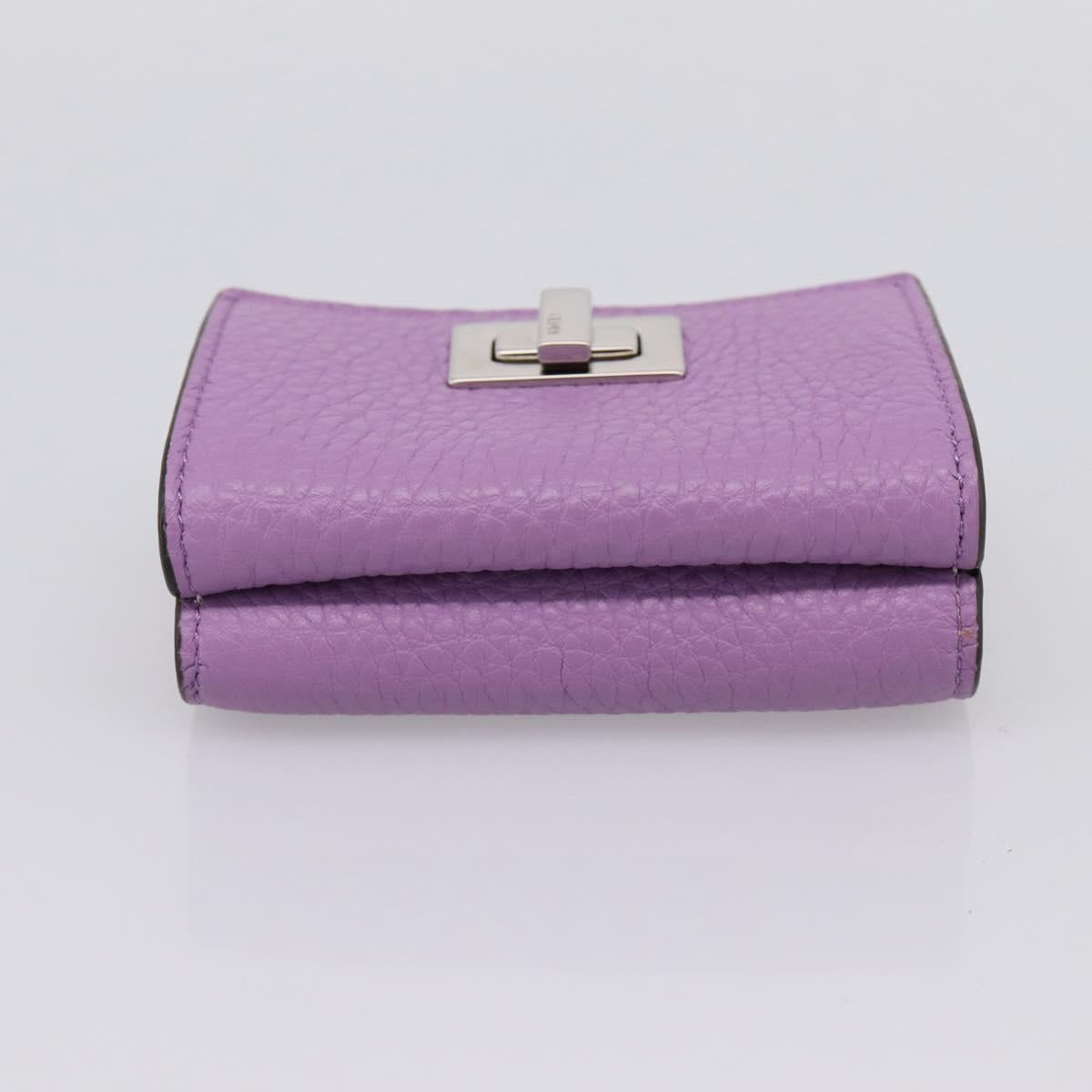 FENDI Peek A Boo Compact Wallet Leather Purple Silver 8M0426 Auth LN099M
