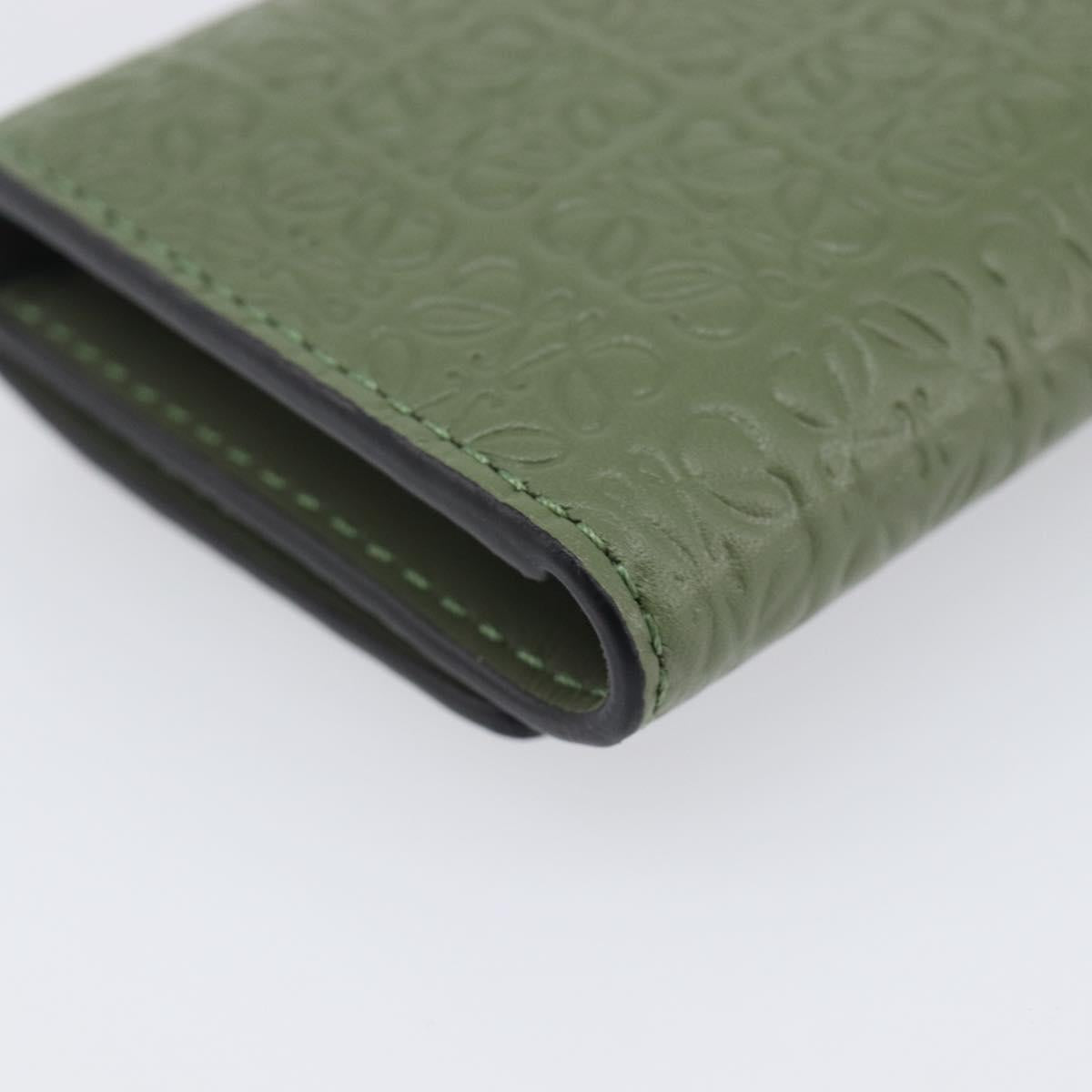 LOEWE Key Case Leather Green Gold Tone Auth LN100M