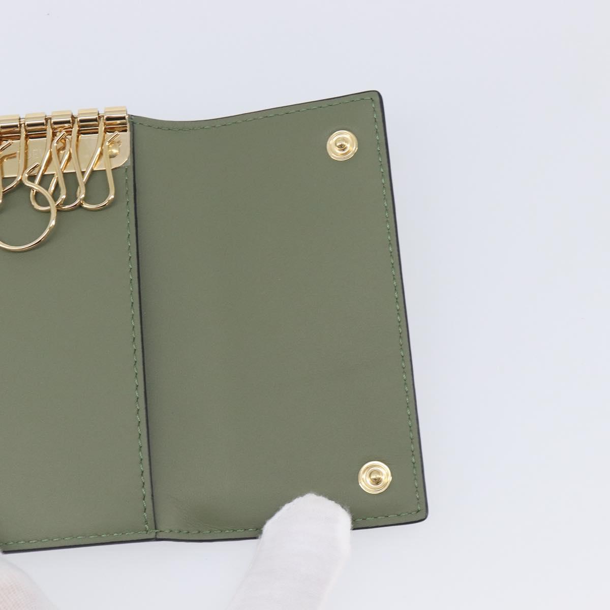 LOEWE Key Case Leather Green Gold Tone Auth LN100M