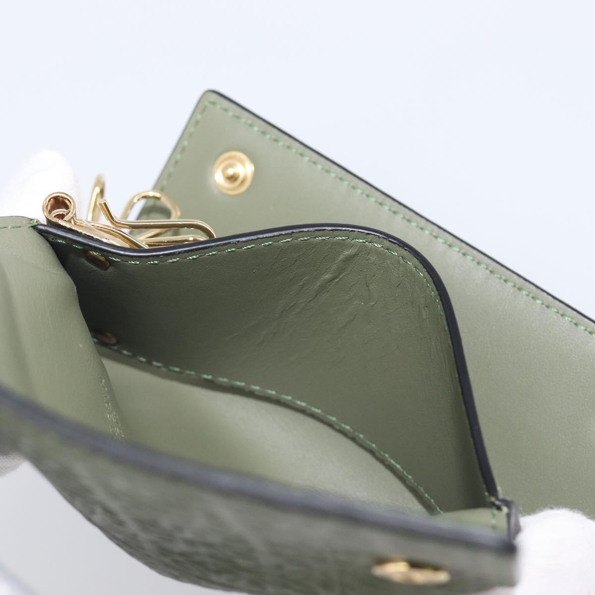 LOEWE Key Case Leather Green Gold Tone Auth LN100M