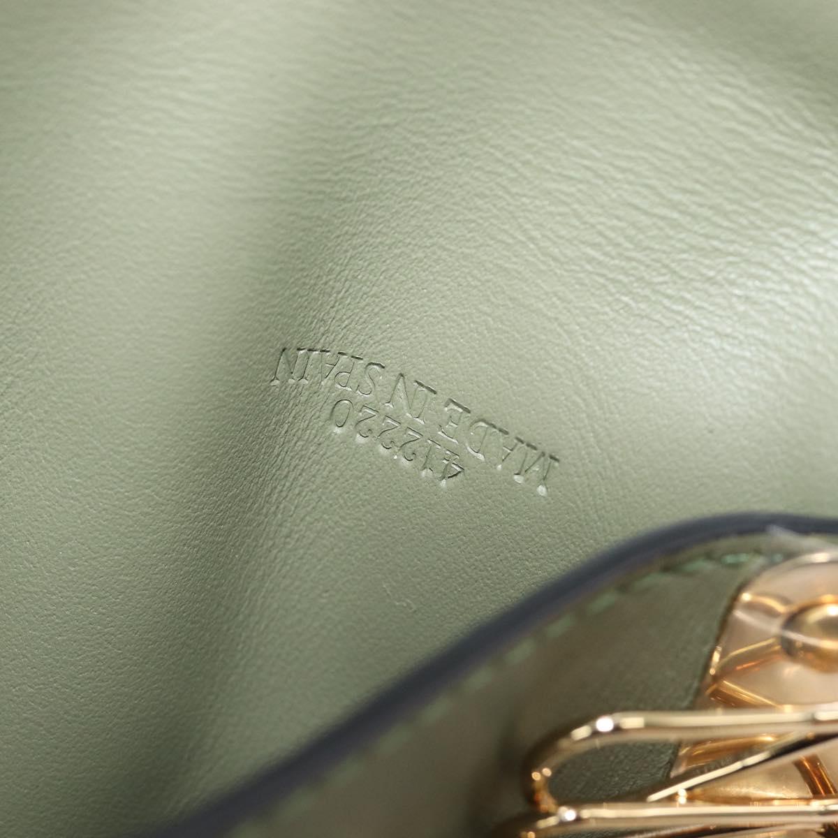 LOEWE Key Case Leather Green Gold Tone Auth LN100M