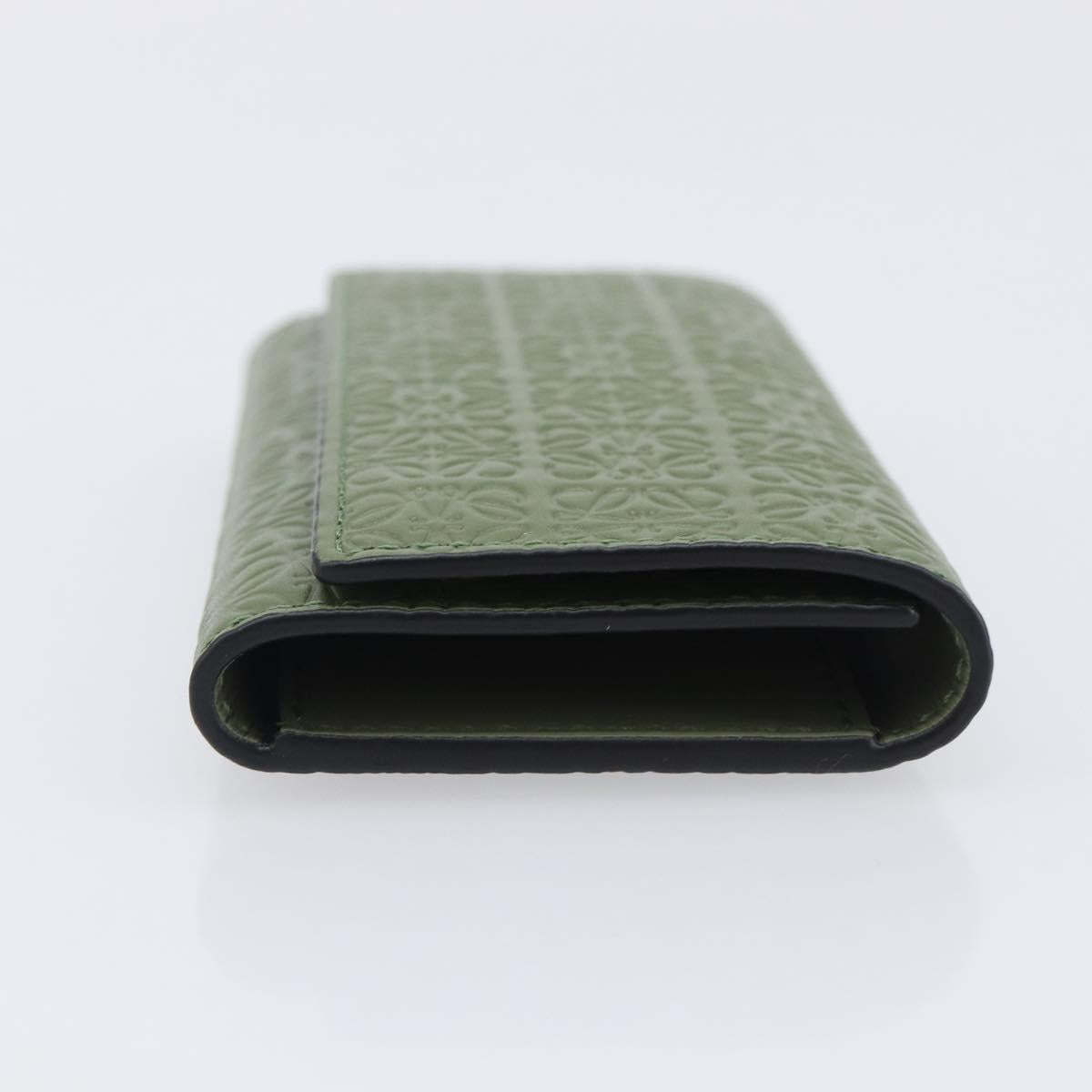 LOEWE Key Case Leather Green Gold Tone Auth LN100M