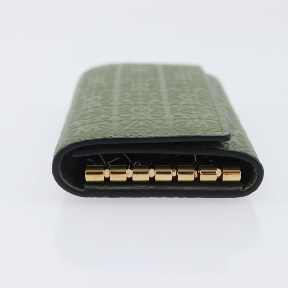 LOEWE Key Case Leather Green Gold Tone Auth LN100M