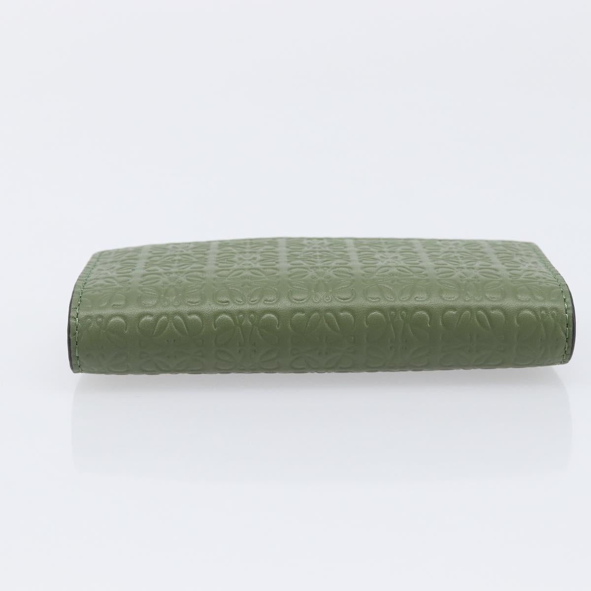 LOEWE Key Case Leather Green Gold Tone Auth LN100M