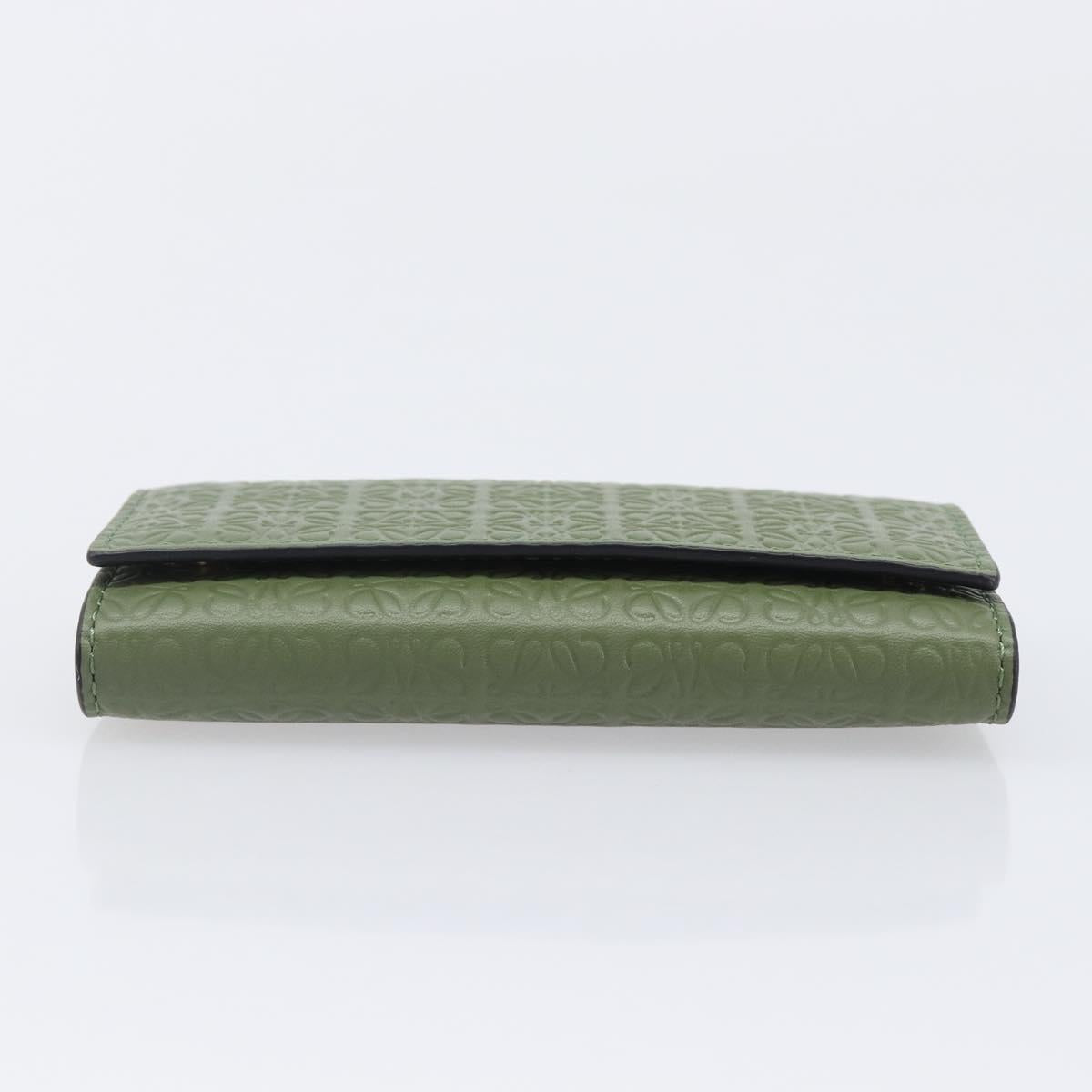 LOEWE Key Case Leather Green Gold Tone Auth LN100M