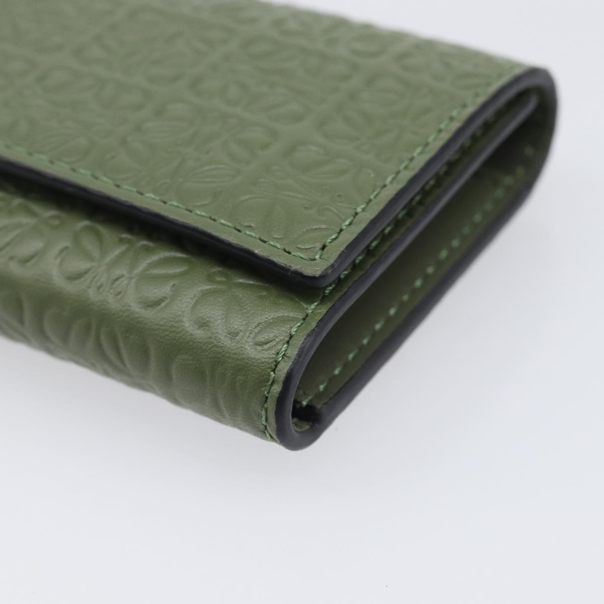 LOEWE Key Case Leather Green Gold Tone Auth LN100M