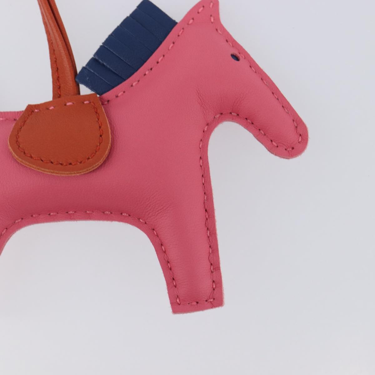 HERMES Rodeo PM Charm Leather Pink Navy Auth LN101M